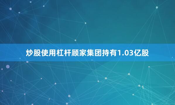 炒股使用杠杆顾家集团持有1.03亿股